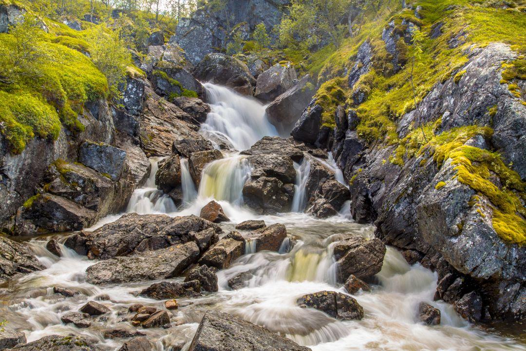 norwegian waterfall with long exposure